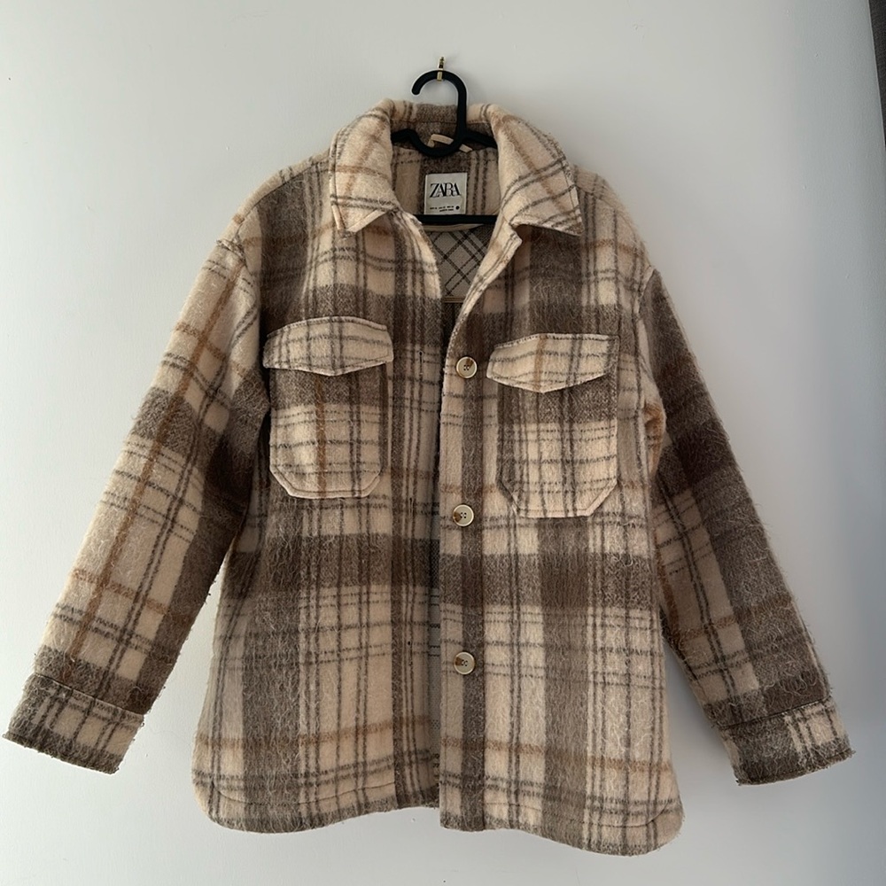 Zara Plaid Beige/Tan Coat